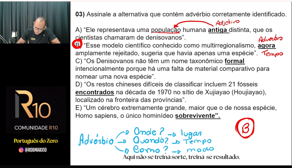 Exemplo de questão comentada pelo Prof. Robson na plataforma